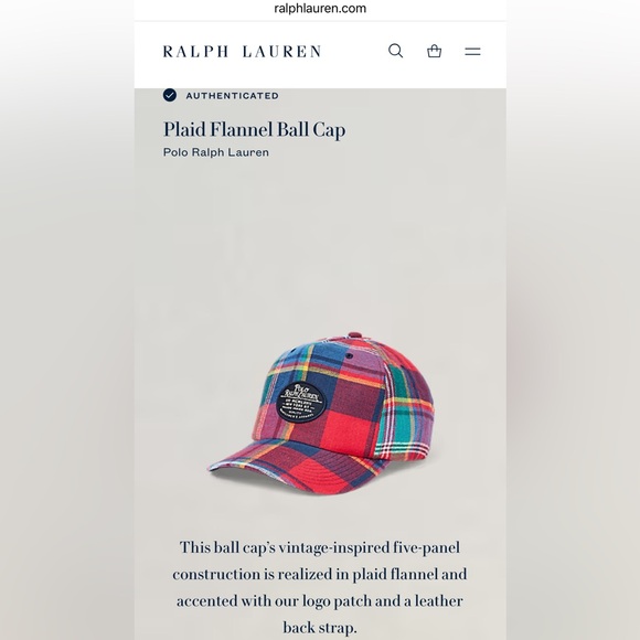 Polo Ralph Lauren Plaid 5 Panel Twill Logo Patch Baseball Ball Cap - Picture 4 of 4